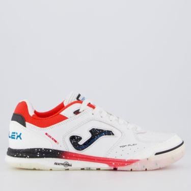 Imagem de Chuteira Joma Top Flex Rebound Futsal Branca e Coral, 40