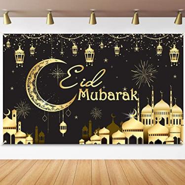 Imagem de Decoração de festa Eid Mubarak muçulmano Ramadã Mubarak fundo fundo para muçulmano Ramadã festa suprimentos banner suporte de cabine de fotos