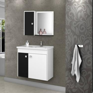 Imagem de Conj Gabinete Munique 2074286 Banheiro Branco Preto Fosco