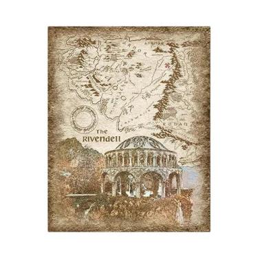 Imagem de Mapa Retro Da Terra De Tolkien Em Tela, Pintura De Literatura Fantásti