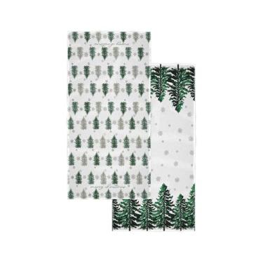 Imagem de PAOPOED Conjunto de 2 toalhas de mão para árvore de Natal, flocos de neve, férias, inverno, macio, absorvente, pequena toalha de banho, prato de cozinha, toalha de hóspedes, para banheiro, hotel