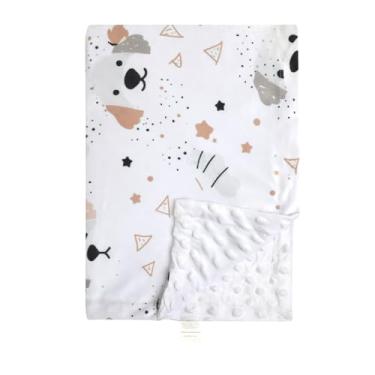 Imagem de Cobertor de bebê para meninos e meninas, animais fofos, cobertores macios com forro de lã pontilhada, cobertor macio para presente de aniversário de recém-nascido (76 x 101 cm