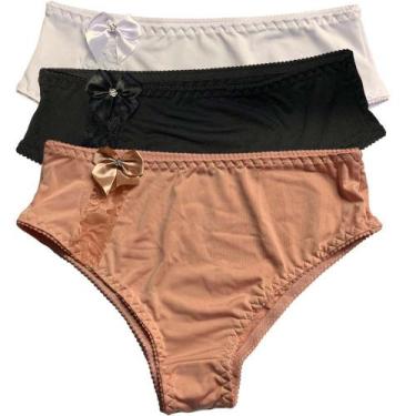 Imagem de Kit 3 Calcinhas Tanga Fristyle Em Microfibra Com Renda Lisa Adulto Ata