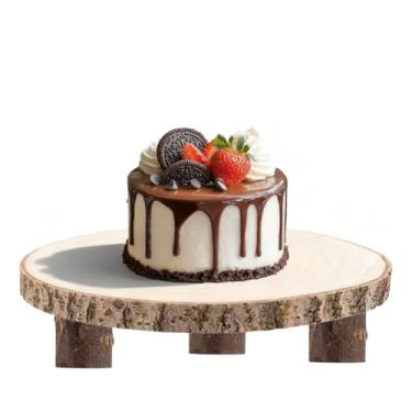 Imagem de Suporte de bolo de madeira, pedestal redondo de madeira para cupcake