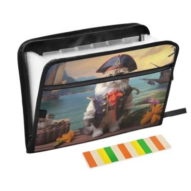 Imagem de Wassud Gato pirata (3) Organizador de arquivos sanfonado de 13 bolsos com abas e adesivos, organizador de pastas de documentos de recibo de papel tamanho carta A4 para viagens de escritório