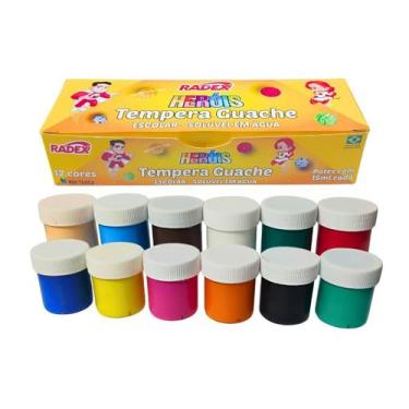 Imagem de Tinta Guache Escolar Radex com 12 Cores 15 ml