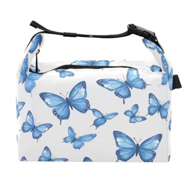 Imagem de STAYTOP Lancheira borboleta azul com fivela de alça, lancheira isolada para meninos e meninas, lancheira térmica para trabalho escolar