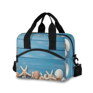 Imagem de Burbuja Lancheira térmica de madeira com concha para mulheres e homens, lancheira portátil com alça de ombro removível, lancheira para viagem, piquenique, escritório, trabalho