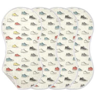 Imagem de STAYTOP 4 peças de sapatos coloridos de desenhos animados panos de arroto para bebês meninos meninas e toalha de recém-nascido, panos grandes absorventes para arrotar