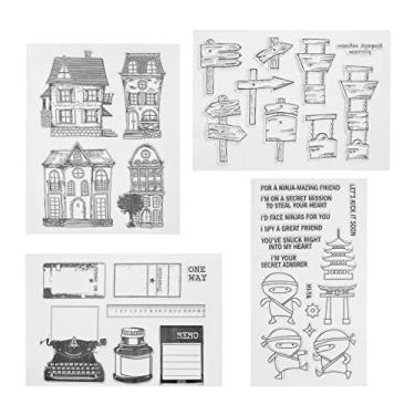 Imagem de Selo de silicone para construção, selos decorativos requintados transparentes para álbum de fotos de scrapbooking DIY, elaboração de 4 folhas de material de silicone reutilizável