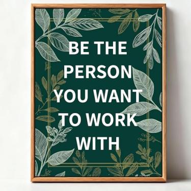 Imagem de Decoração de parede motivacional - arte de parede em tela com citações inspiradoras no local de trabalho, decoração de escritório emoldurada com afirmação positiva para saguão de recepção de sala de