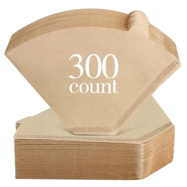 Imagem de Niveaya Filtros de café 300 unidades, filtro de café cone nº 4, filtro de café de papel natural 8-12 xícaras (marrom natural - 300 peças, 04)