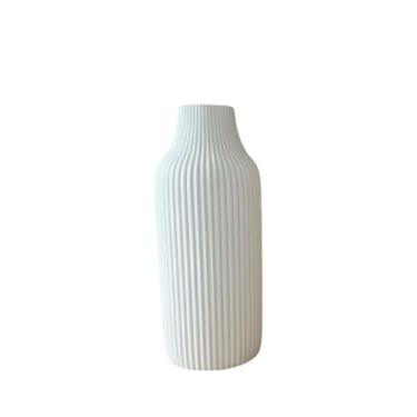 Imagem de Kit 2 Vasos Decorativo Cachepot Estilo Minimalista Moderno Flores Folhagem Plastico - Vasos decorativos para sala(Branco,15m)