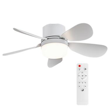 Imagem de ASALL Soquete Soquete Breeze com controle remoto, ventiladores de teto pequenos portáteis com luzes para quarto, cozinha, sala de estar, com função de escurecimento, 1000 lúmens, parafusos em E26/E27