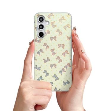 Imagem de Fycyko Capa protetora compatível com Samsung Galaxy A16 com glitter a laser linda estampa de laço de bolinhas design brilhante estética mulheres meninas brilhante brilhante capa protetora para câmera