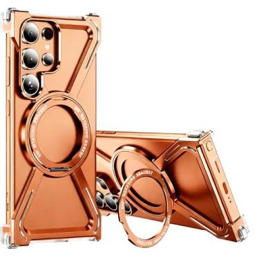 Imagem de Asdsinfor Capa de esqueleto para Galaxy S26 Ultra Titanium estilo militar, proteção contra quedas, suporte giratório de 360°, suporte de anel compatível com amortecedor de carga rápida para Samsung