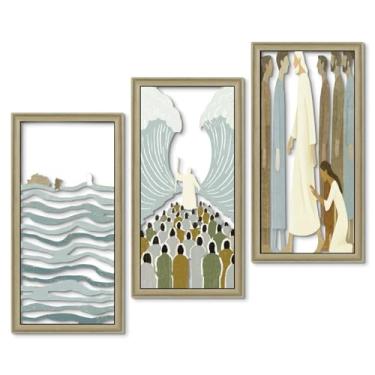 Imagem de Putuo Decor Arte de parede de madeira inspirada na fé, design de história bíblica com Jesus, decoração de casa religiosa cristã para sala de estar ou igreja 40 x 20 cm