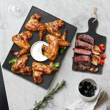 Imagem de Conjunto de tábua de queijo e corte, queijo servir, superfície antiderrapante, preto (1 peça, 30,5 x 20,3 cm)