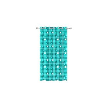 Imagem de Cortina de Box Verde com Visor, PVC, 138x198cm, Antimofo, com Ganchos, 290g