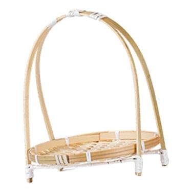 Imagem de Ｂｅｓｇａ Cesta de frutas em bambu trançado, prato para pão, bandeja para servir e outros alimentos com alça, ideal para piqueniques, mesa de centro e, Único 19x13cm