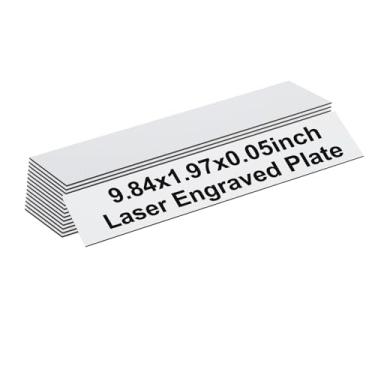 Imagem de PATIKIL Placas de nome em branco, placas de nome gravadas de 25 x 5 cm, placa de nome personalizada, placas de porta, etiquetas de mesa para escritório, sala de aula, branco com letra preta, 15 peças