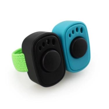 Imagem de Mini clicker de dedo para treinamento de animais de estimação (preto + azul) - universal para cães, gatos, cavalos, pássaros e outros animais