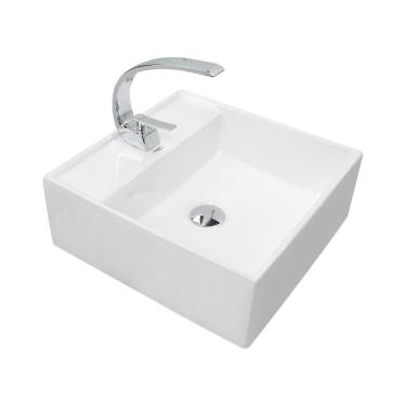 Imagem de Kit Cuba Pia Louça Cerâmica Banheiro C/Torn e Vál Cromada 11