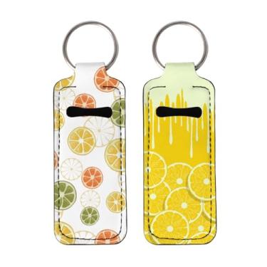 Imagem de Porta-chaves de batom com 2 peças, pequenos presentes de Natal para mulheres, Fatias de limão de desenho animado, tamanho �nico