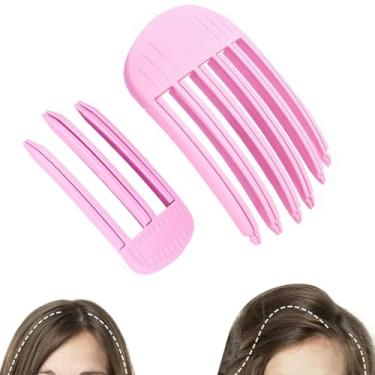 Imagem de Grampos de cabelo volumizadores para mulheres, 2 peças de grampos de volume de cabelo, pente volumizador, grampos de franja fofa para elevação da raiz, clipes de aumento de raiz (rosa)