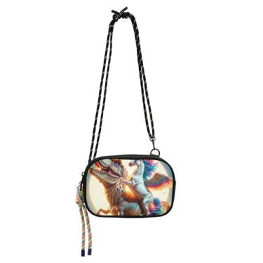 Imagem de Bolsa feminina pequena tiracolo bolsa de ombro pequena floral linda carteira para celular dinossauro unicórnio fofo