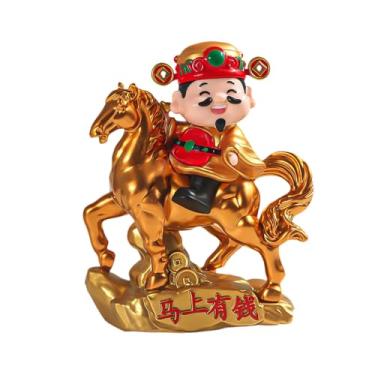 Imagem de MotiveTech Estatueta do da Riqueza, Cavalo da Fortuna, Ornamento de Mesa para Sala de Estar, Figura de Feng Shui, Dourado
