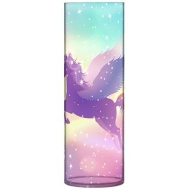 Imagem de Vaso cilíndrico majestoso com asas de unicórnio, buquê de flores, vaso grande de plástico, estampa personalizada, decoração de quarto, 30 cm x 9,9 cm