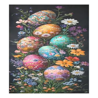 Imagem de CEBUGI Ovos de páscoa coloridos capa magnética para máquina de lavar louça, capas decorativas para portas de lava-louças 58 x 66 cm, decalque de painel de geladeira para decoração de cozinha doméstica