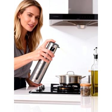 Imagem de Spray de azeite de oliva, frasco de névoa de vidro recarregável para cozinhar cozinha e churrasco