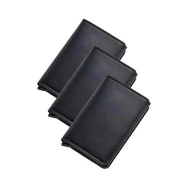 Imagem de Carteira Masculina Slim De Alumínio Com RFID, Porta-Cartões De Fibra D