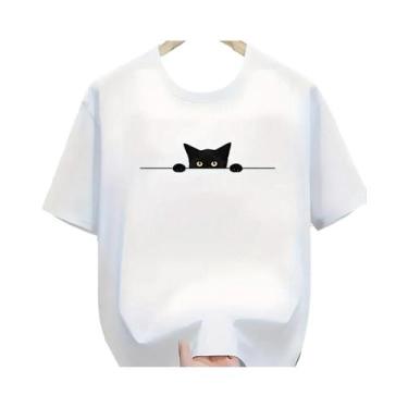 Imagem de Camiseta Casual Masculina De Verão Em Algodão Com Estampa De Gato, Gol