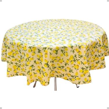 Imagem de Toalha de Mesa Redonda Oxford 1,40m - Alta Durabilidade, Cores Vibrantes e Fácil de Lavar para Sala de Jantar e Festas(Limao Siciliano)