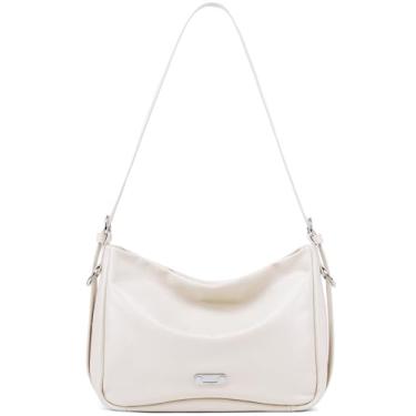 Imagem de LA FESTIN Bolsa de couro transversal feminina bolsa de designer de grande capacidade com alça ajustável, Branco marfim