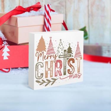 Imagem de Decoração de mesa feliz cristã de Natal, decoração de interior, árvore de Natal, decorações de festa de inverno, presentes para mulheres e homens, casa de fazenda, escritório, sala de oração, mesa