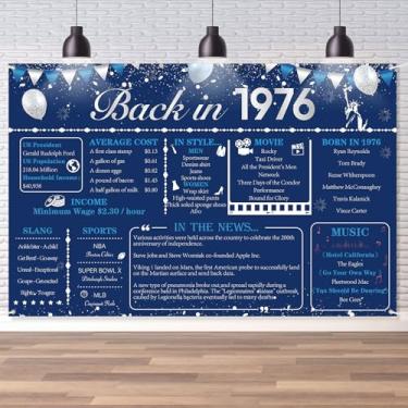 Imagem de Back in 1976 Banner de parede grande, estilo retrô, feliz aniversário de 50 anos, casamento, 50 anos, reunião de classe, pôster de fundo para homens e mulheres, artigos de decoração de festa
