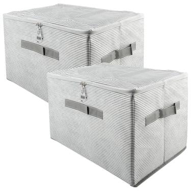 Imagem de Clapery Caixa de armazenamento com 2 peças, caixa organizadora, caixa com fechadura, caixa de armazenamento, caixa com trava, caixa de tecido dobrável com alças, caixa de armazenamento com tampa para