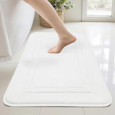 Imagem de Cupic Cupid Tapete de banho de espuma viscoelástica super macio, tapetes de banheiro brancos, tapetes antiderrapantes para o chão do banheiro, tapetes laváveis na máquina para chuveiro e banheira