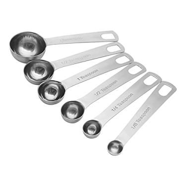 Imagem de Conjunto de Colheres Medição 6 Peças Metal para Cozinha Bolo Colher Chá Sopa Medir Ingredientes Secos e Líquidos