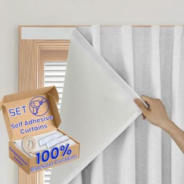 Imagem de Sovtfides Tratamento de janela autoadesivo total blackout - cortina escurecedora para sala de reuniões de escritório (L99 x C 203 cm, 1 painel, branco)