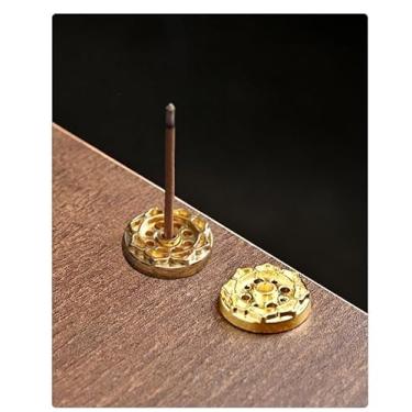 Imagem de Suporte de incenso cone com 9 furos, vintage, suporte para incenso, estilo lótus, liga de zinco pesada, suporta 2 peças