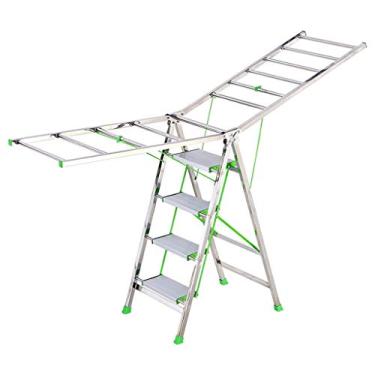 Imagem de Prateleira de secagem dobrável, varanda para chão, removível, suporte de secagem, escada, engrossamento, tipo asa multifuncional, secadora, prateleira de secagem/lavanderia