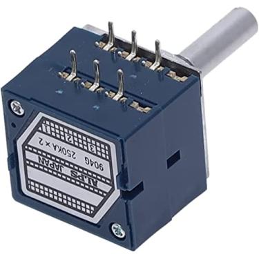 Imagem de Relé 10K 20K 50K 100K 250K 500K ALPS RK27 Potenciômetro de volume duplo 10~500KAX2 Interruptor rotativo com fenda 6Ppin (Cor: 10k)