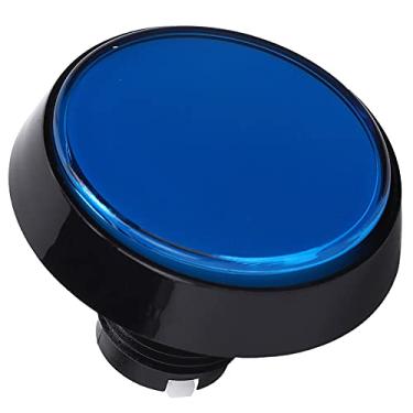 Imagem de POCREATION 60mm Grande Redondo Plano LED Light Push Console de Jogo Com Suporte Giratório para Máquina de Guindaste de Jogo (Azul+LED+interruptor de três pernas)