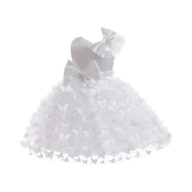 Imagem de Vestido De Casamento Branco Para Meninas Com Laço E Tutu Borboleta Par