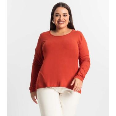 Imagem de Blusa Manga Longa Viscotorcion Secret Glam Laranja, Plus G4, Laranja